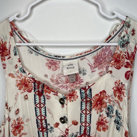 Knox Rose Womens Floral Dress sz XXL 4 Button Maxi Sleeveless - Picture 2 of 10